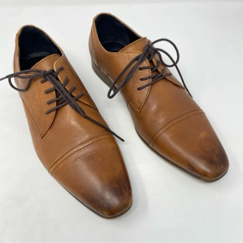 Bar III Joe leather upper mens dress up‎ shoes size 9 brown leather